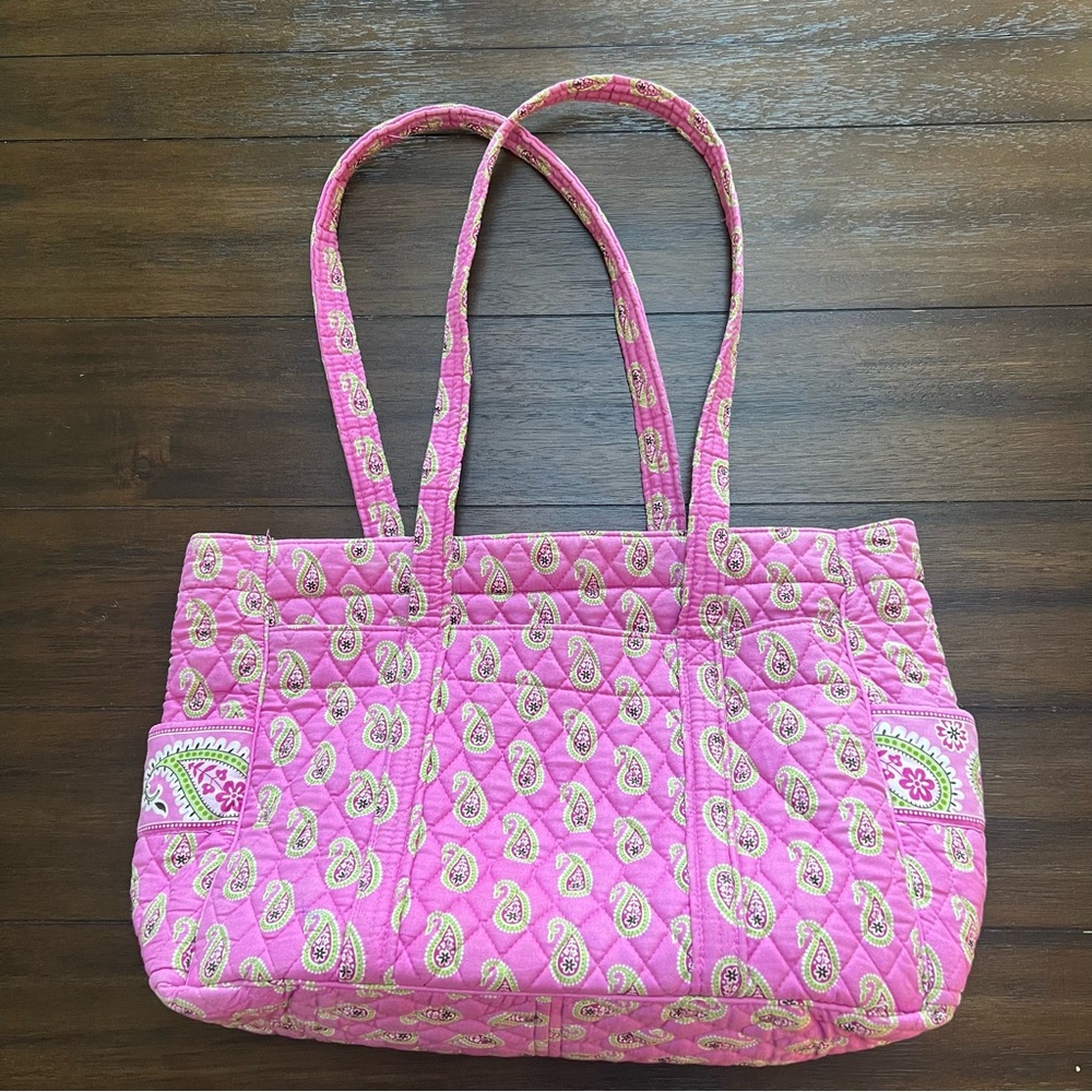 Vera Bradley Bermuda Pink Paisley Floral Zip Top Tote Bag